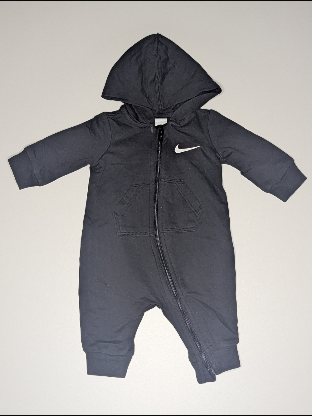 Nike Black Hooded Baby One-Piece Zipper Romper